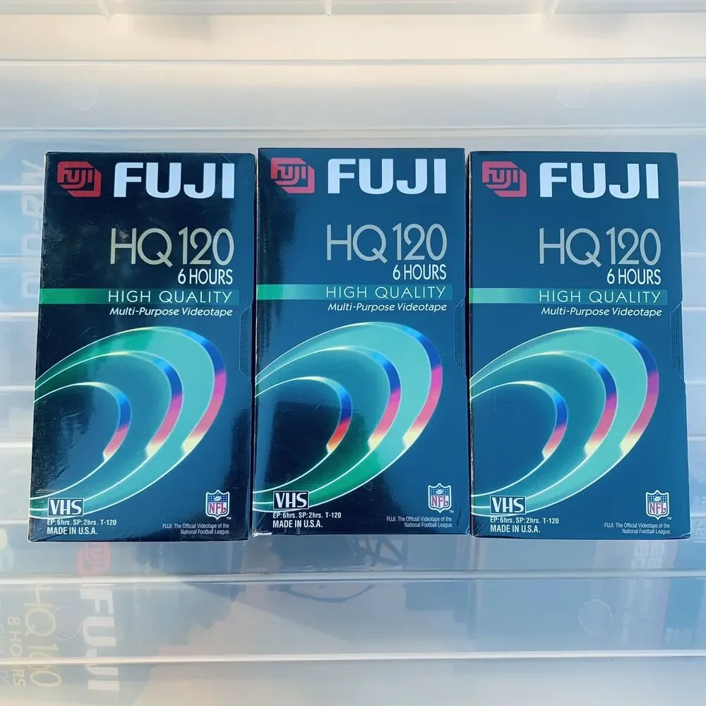 FUJI®️Film VHS Blank Video Tape 6 hours HQ 120 High Quality New Sealed 3-PACK